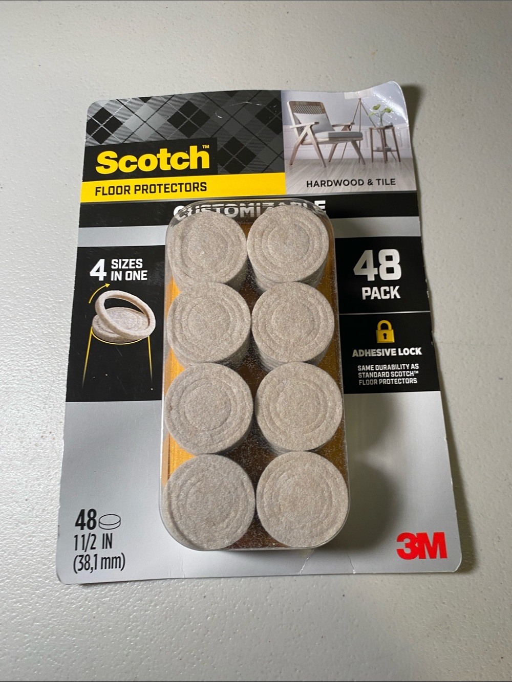 Scotch 3M Beige Felt Floor Protectors - 48 Pack